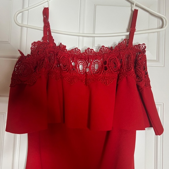 Short Off Shoulder Red Dress - Picture 3 of 5